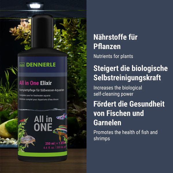 Dennerle All in One Elixir Wasseraufbereiter 250ml (fr max.1.250L Aquarienwasser)