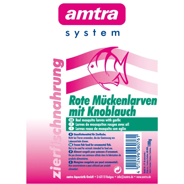 Amtra Rote Mckenlarven mit Knoblauch - Portionstafel (Blister) 100g (Frostfutter)