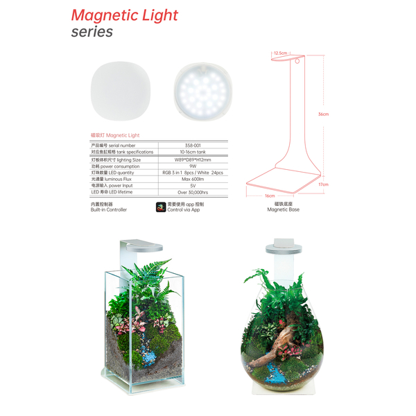 Chihiros Magnetic Light BOTTLE Set | Set LED Modul + Wabikusa Stand + Glass Bottle