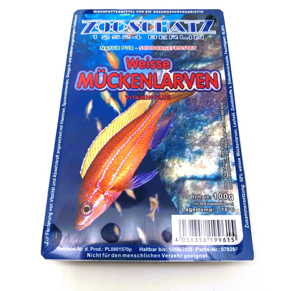 Weie Mckenlarven (Frostfutter) 100g von Zooschatz